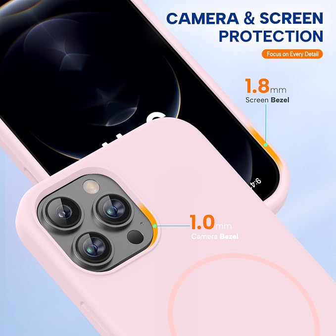 Miracase Silicone & Magnetic for iPhone 12 Pro Max Case, Sand Pink | Compatible with MagSafe, Soft Microfiber Lining, Premium Silicone Case Shockproof Drop Protection Phone Case for 12 Pro Max - Image 5