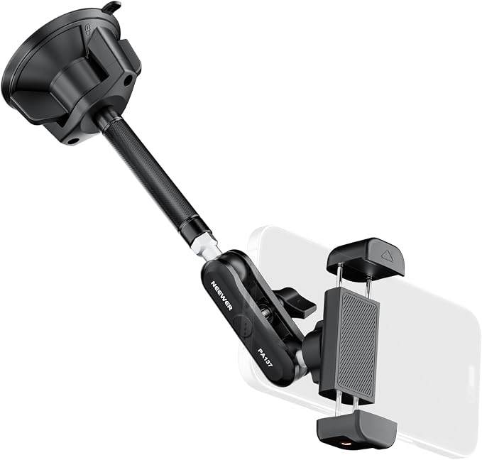 NEEWER Phone Holder for Your Car, 360° Rotating Vacuum Suction Cup Metal Cell Phone Mount Extended Magic Arm Compatible with iPhone Samsung for Windshield Skylight Navigation Video Recording, PA137 by Neewer