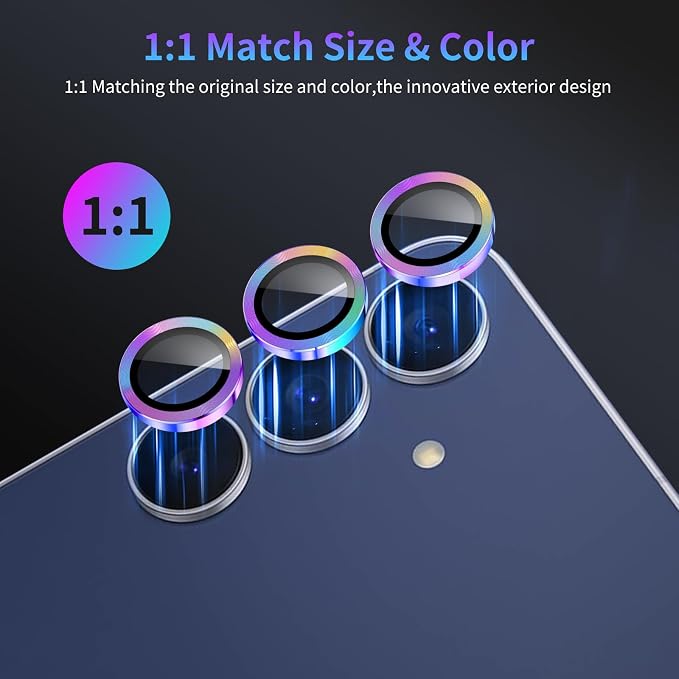 Camera Lens Protector for Samsung Galaxy S25 FE,1 Pack | Tempered Metal Glass Camera Cover, HD Clear Anti-Scratch Lens Screen Protector Film,Case Friendly,Colorful Titanium - Image 5