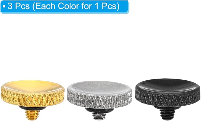 PATIKIL Camera Shutter Button, 3 Pack Soft Shutter Release Button Pure Copper Camera Button Knurled Suitable for Nikon for Fujifilm for Leica DSLR/SLR Camera, Black Golden Gray - Image 3