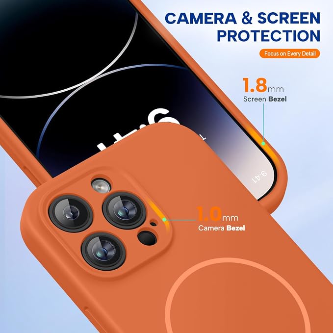 miracase Magnetic for iPhone 14 Pro Max Case, [Soft Anti-Scratch Microfiber Lining], Compatible with MagSafe, Silicone Shockproof Protection Phone Case for iPhone 14 Pro Max,Orange - Image 8
