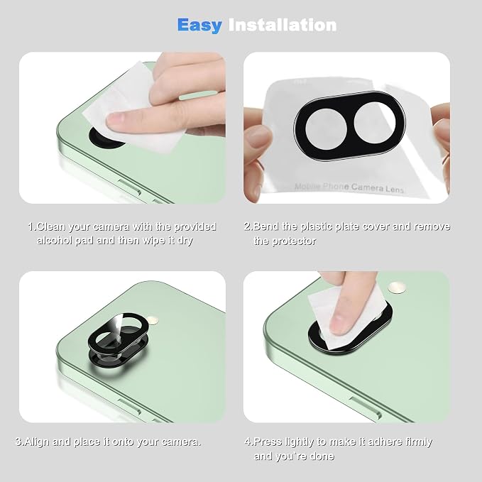 WHPXJY 2026 New Upgrade for 3 Pack Google Pixel 10A Camera Lens Protector-Tempered Glass Cover, 9H+ Shatterproof/Anti-Scratch/Maintains Original Clarity/Easy to Install - Image 7