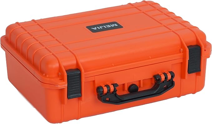 MEIJIA All Weather IP67 Waterproof Hard Camera Case,Hard Protective Case,Hard Case with Customizable Foam,Fit Use of Drones,Camera,Equipments,Pistols(Orange,18.5 x14.06x6.93inches) by MEIJIA