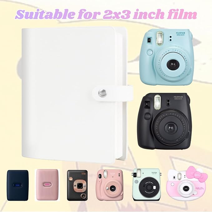 Ruibytree 320-Pocket PU Leather Photo Album for Instax Mini Camera, White | Gift-Ready Packaging, PU Leather Cover, Acid-Free Pages, Side-Loading Clear Pockets, Durable Binding, Easy Photo Viewing - Image 5