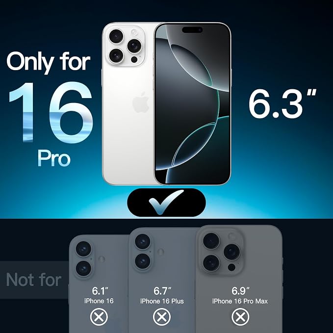 JETech Screen Protector for iPhone 16 Pro, 2+2 Pack | with Camera Lens Protector, HD Clear Tempered Glass, Anti-Scratch Protection, Easy Installation Tool - Image 2