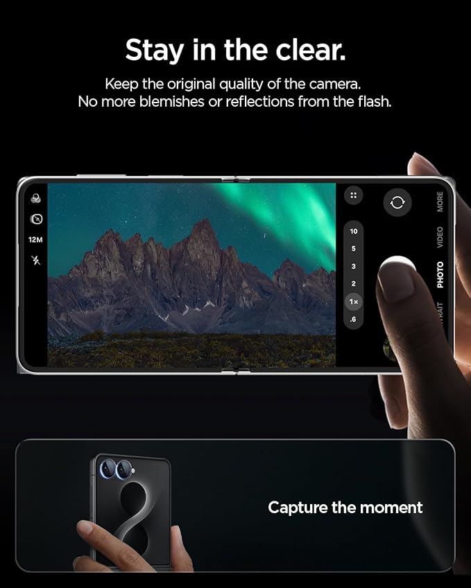 Spigen Camera Lens Protector for Galaxy Z Flip 8 / Galaxy Z Flip 7-2 Pack | GlasTR EZ Fit Optik Pro, 9H+ Tempered glass, Scratch resistant, Original photo quality, Auto-align tray, Case-friendly -Black - Image 3