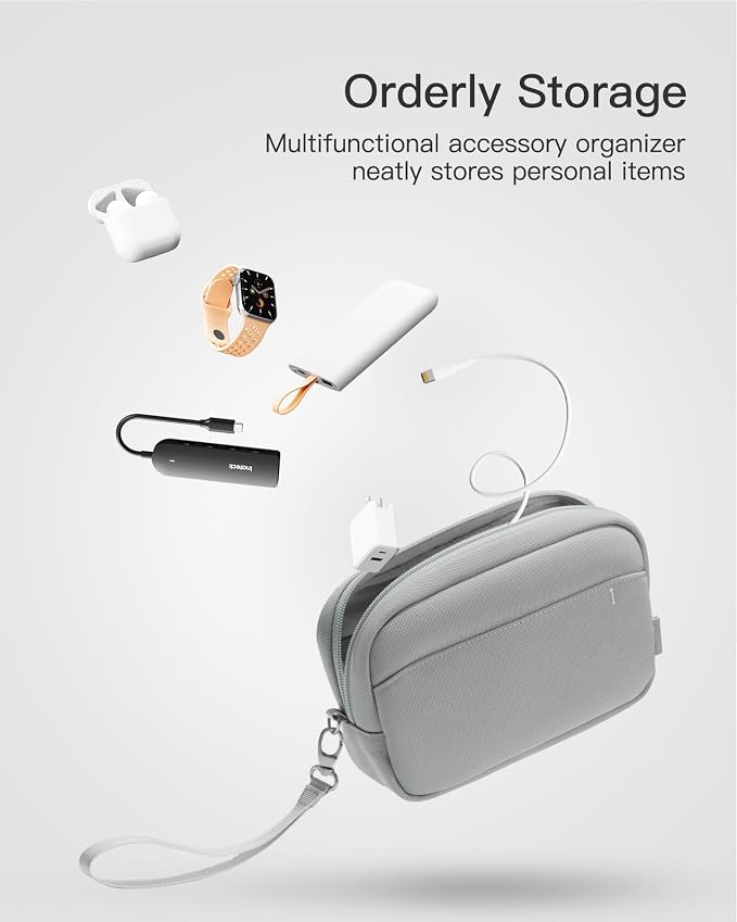Inateck Electronics Organizer Travel Case, Water-resistant Cable Organizer Pouch, Multi-purpose Accessories Carry Case for Cord, Charger, Cables, Phone, USB Drive, Black, Small - Image 2