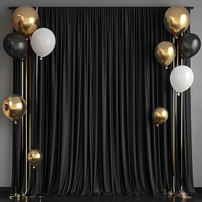 30x10ft Wrinkle Free Black Backdrop Curtain for Parties Soft Fabric Drapes Wedding Black Curtain Backdrop for Birthday Party Decorations Background for Photography 5x10ft, 6 Panels - Image 6