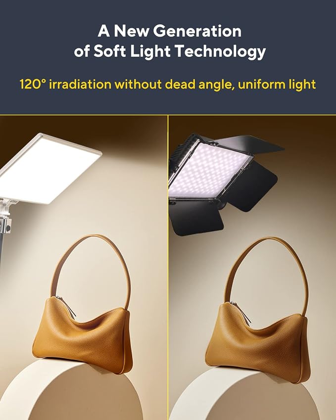 13" White LED Video Soft Light Panel with Built-in 8000mAh Battery | 2500k-6500k Cri95+ with 0-100% Dimmable Brightness, For Vlog Lighting, Video Conference, Youtube & Studio Photography - Image 4