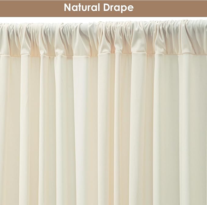 10x10ft Wrinkle Free Ivory Backdrop Curtain for Parties Soft Fabric Drapes Wedding Ivory Curtain Backdrop for Birthday Party Decorations Background for Photography 5x10ft,2 Panels - Image 5