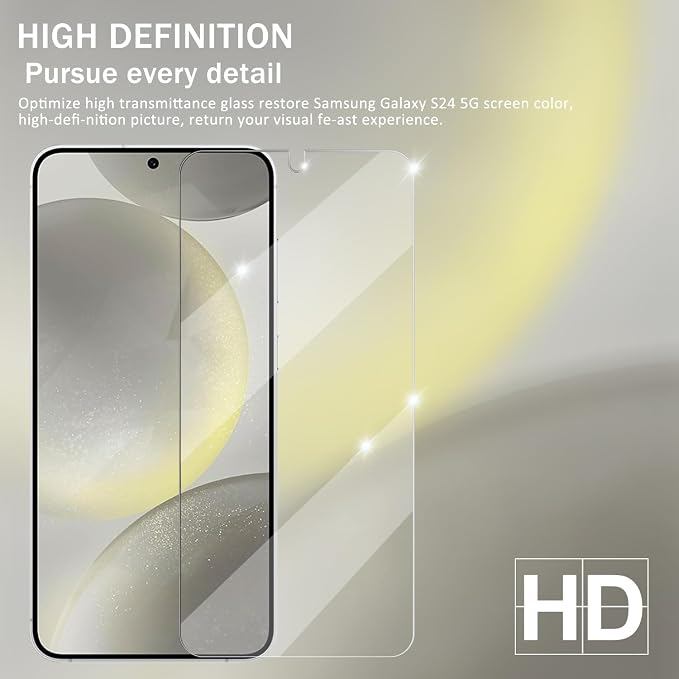 Galaxy S24 Screen Protector + Camera Lens Protector, [2 +2 Pack] [Ultrasonic Fingerprint Unlock] [Case Friendly] Full Coverage Tempered Glass Screen Protector For Samsung Galaxy S24 - Image 6