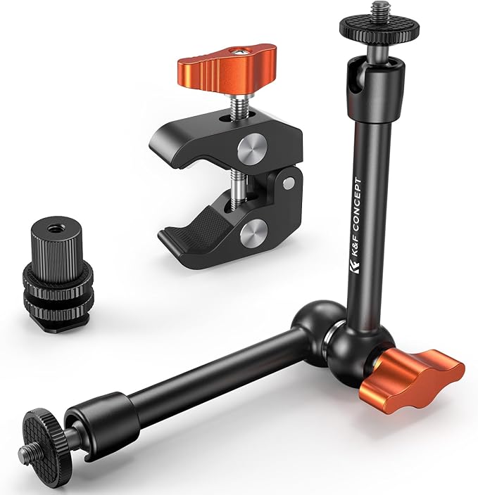 K&F CONCEPT 9.8" Magic Arm Clamp with Cold Shoes | 360° Ball Heads Camera Arm Mount for Monitor/Flash/Microphone/DSLR Camera, MS32 by KFCONCEPT