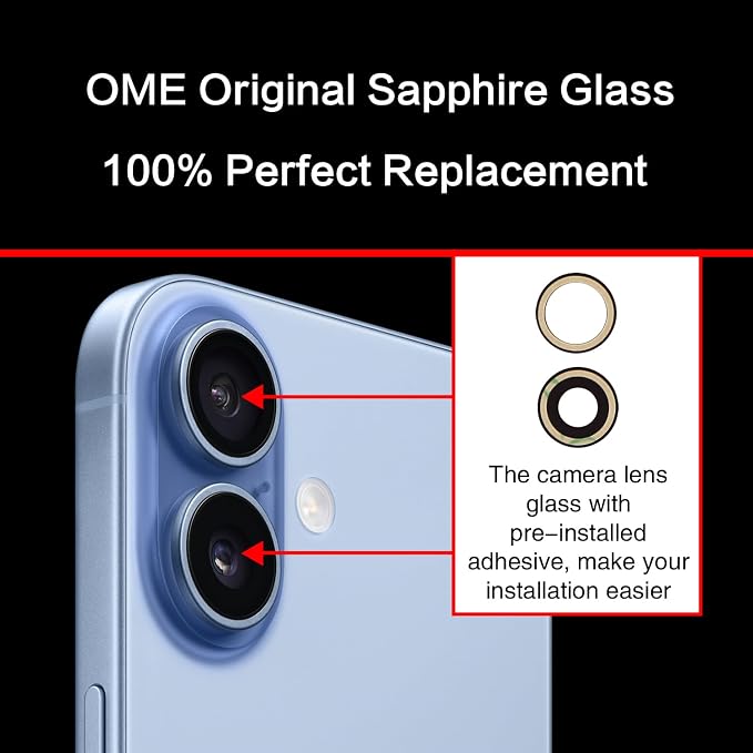 2PCS ASDAWN Back Rear Camera Lens Glass Replacement for iPhone 17 6.3 inch with Pre-Installed Adhesive, Back Lens Glass with Installation Manual + Repair Tool Set - Image 4