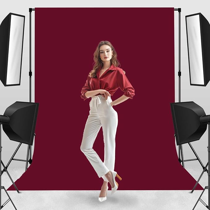 Wine Red Photo Backdrop Professional Photography Background Cloth 10x10ft | Seamless Design eliminates Wrinkle Portrait Photography Wedding Dark Theme Decorations - Image 5