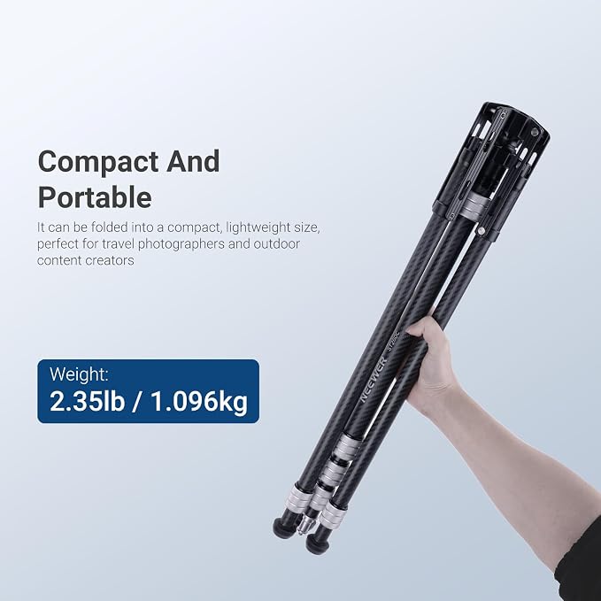NEEWER Carbon Fiber Tripod Stand w Reversible Legs, 35"-102" Portable Lightweight Photography Light Stand for Strobe Softbox Ring Light Action Cam DSLR Streaming Recording, 6.6lb/3kg Max Load, ST260C - Image 7