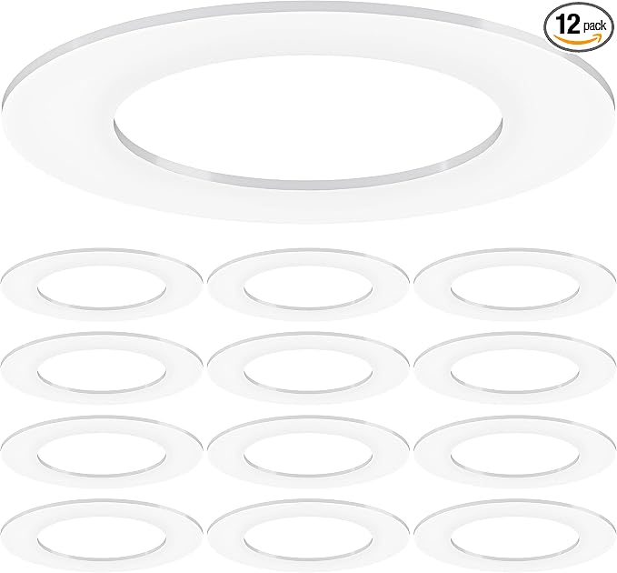 Sunco 12 Pack 4 Inch Recessed Light Goof Ring, Ultra Thin, White | Flush Mount Trim Overlay, Durable Polycarbonate, Covers Oversized Ceiling Holes and Drywall Gaps by SuncoLighting