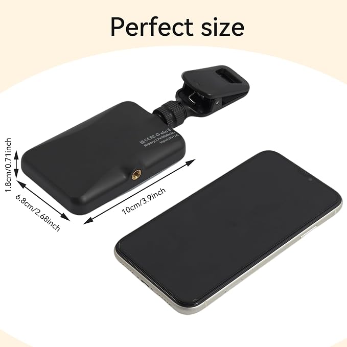 Portable RGB Selfie Light with 2000mAh Power Bank, CRI96+ Clip Fill Light | 3 Adjustable Color Tones, Scroll Wheel Dimming, Multi-angle 360° Rotation, Camera Hot Shoe Adapter, Reverse Phone Charging - Image 9