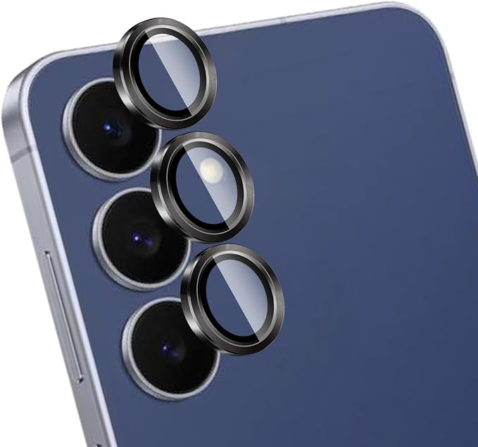 Camera Lens Protector for Samsung Galaxy S25 FE,1 Pack | Tempered Metal Glass Camera Cover Film,HD Clear,Anti-Scratch Lens Screen Protector Film,Case Friendly,Black Titanium by Unknown