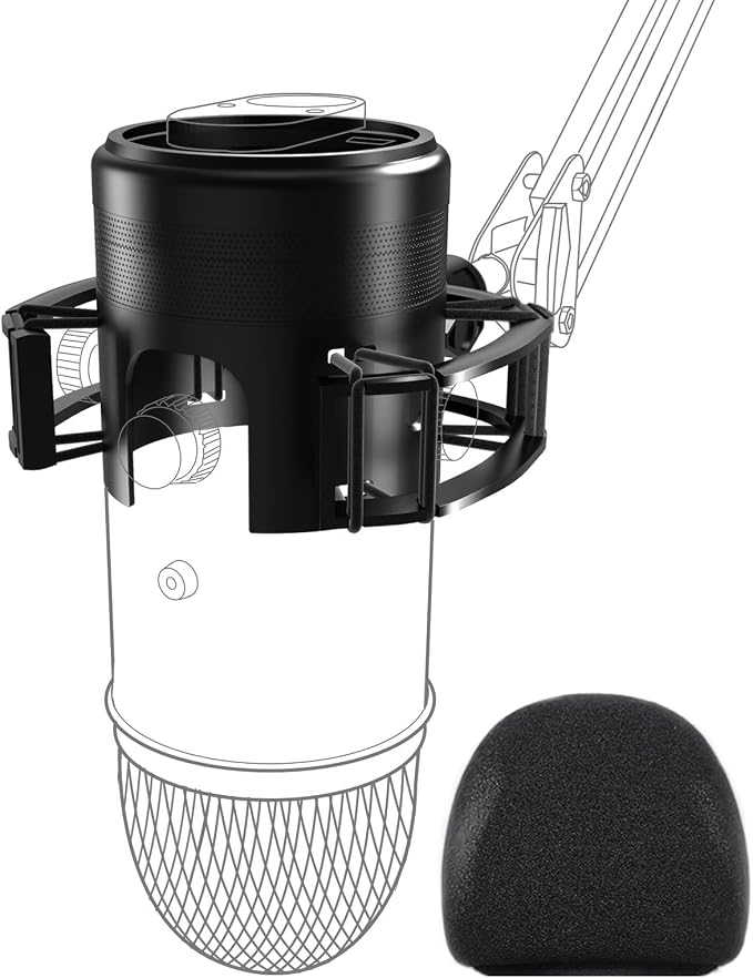 Custom Built for Blue Yeti Shock Mount with Pop Filter, 2026, Suspension | Anti-Vibration Elastic Suspension, Holder Clip & Screw Adapter, 2026 Upgrade, Compatible with Blue Yeti Mic, Podcast&Studio by EtourAudio