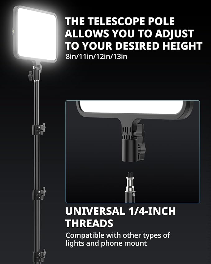 UBeesize LED Video Light Kit, Photography Lighting, 13" Studio Lights with 65" Tripod Stand and Phone Holders, Podcast Lighting for Video Recording, Make up, Live Streaming, Tiktok, YouTube - Image 6