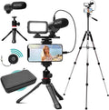 Movo iVlogger Vlogging Kit for iPhone with Fullsize Tripod - Lightning Compatible YouTube Starter Kit for Content Creators - Accessories: Tripods, Phone Mount, LED Light and Shotgun Mic by Movo