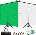 EMART 5x7ft White Green Screen Backdrop Kit with T-Shape Stand and 6 Clamps | Reverse folding base for easy storage & transport，perfect for Photography, Photoshoot, Studio Video Recording, Streaming by EMART
