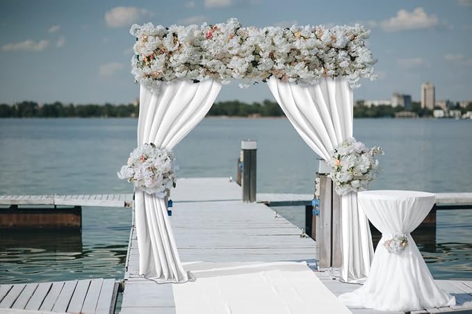Joydeco 10x10ft White Backdrop Curtain for Parties, Wrinkle Free White Curtains Photo Backdrop for Wedding Decor, Birthday Party Graduation Baby Shower Photography(5ft x 10ft, 2 Panels) - Image 8