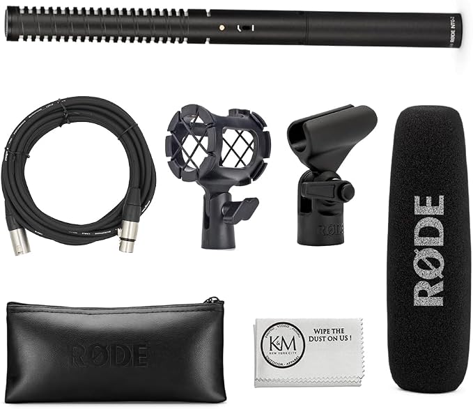 Rode NTG2 Condenser Shotgun Microphone Bundled with Universal Shockmount + XLR Microphone Cable + Cleaning Cloth (4 Items) by R%C3%98DE