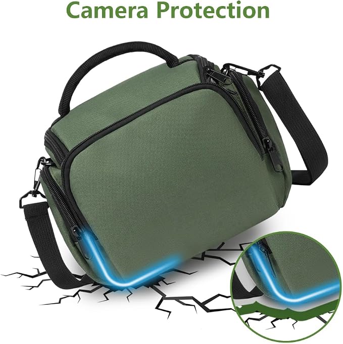 Ainiv DSLR Camera Bag, Large Waterproof Anti-Shock SLR Camera Case, Green | Adjustable Shoulder Strap Camera Backpack, Portable Crossbody Single Shoulder Backpacks Compatible with Canon, Sony, Nikon - Image 4
