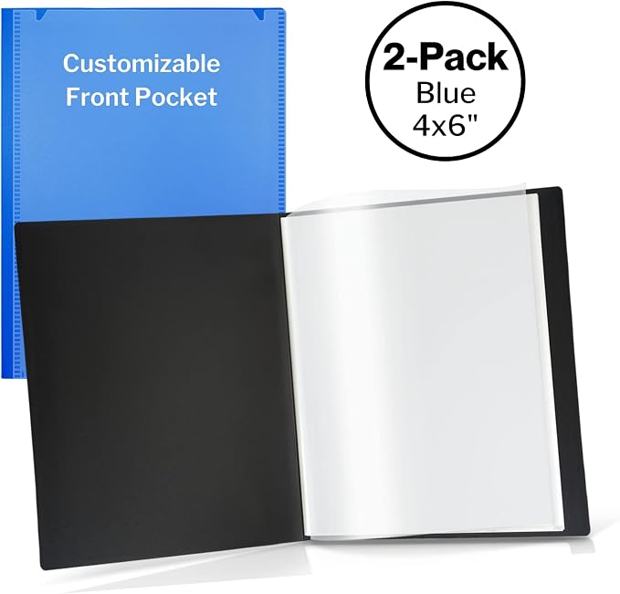 Cranbury 2-Pack Mini Photo Albums 4x6, 48 Photos, Clear Sleeves, Blue | 24 Pockets Each, Customizable Covers, Compact Storage for 4x6 Photos & Keepsakes - Image 6