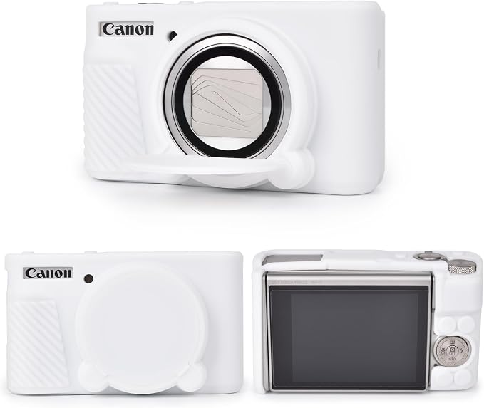 MUZIRI KINOKOO Case for Canon Powershot SX740/SX730 HS Digital Camera - Soft Protective Cover SX740 SX730 HS Camera Silicone Sleeve with Removable Lens Cover - Anti-Slip & Anti-Scratch - White by MUZIRIKINOKOO