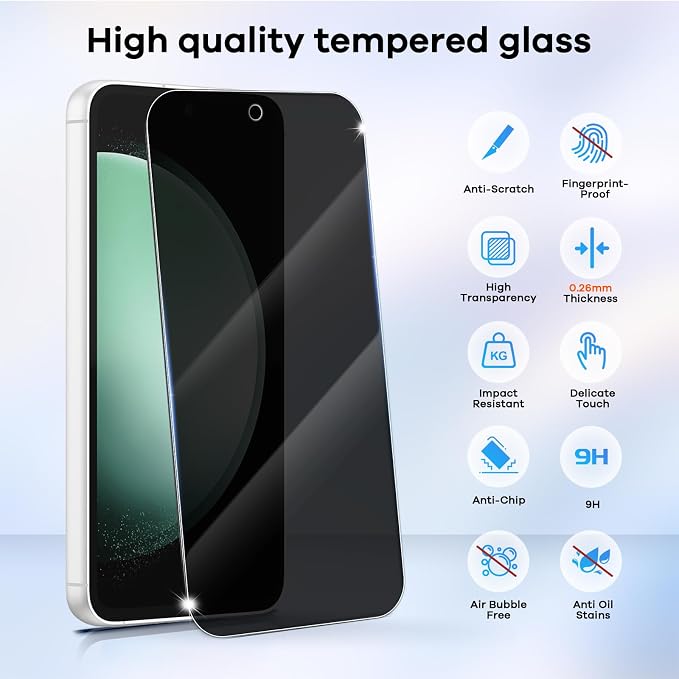 3+3 for Samsung Galaxy S23 FE 5G Privacy Screen Protector Camera Protector | 9H Tempered Glass Cell Phone Protector Camera Lens Protector - Image 4