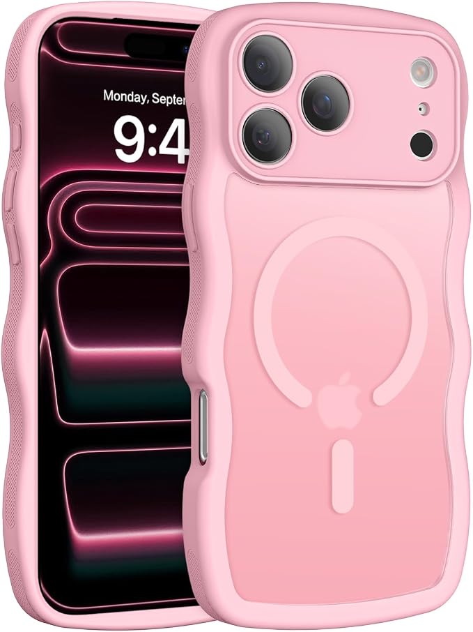 BENTOBEN Magnetic for iPhone 17 Pro Max Case, Cute Wavy [Full Camera Protection][Compatible with MagSafe] Matte Anti-Slip Bumper Women Girls Boys Protective Cover for 17 ProMax 6.9", Light Pink - Image 9