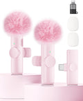 Wireless Microphone for iPhone iPad and Android Phone, 2 Pack Wireless Lavalier Lapel Mic with Noise Reduction, Plug and Play Mini Microphone for Video Recording Interview YouTube TikTok Vlog (Pink) by CZOCPOS