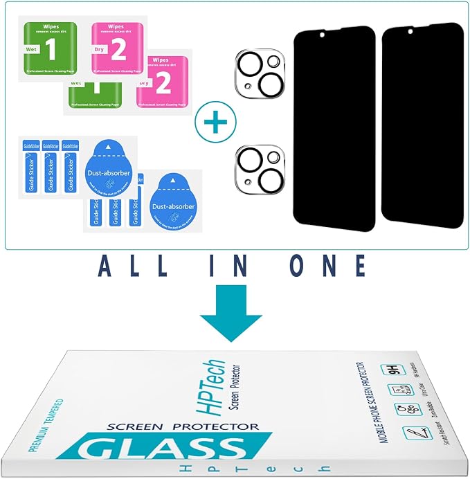 2+2 Pack Privacy Screen Protector for iPhone 13 Pro Max | Anti Spy Tempered Glass, with Camera Lens Protector, Anti Scratch, Bubble Free - Image 7