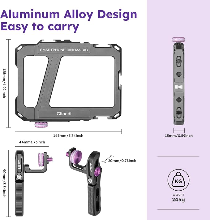 Universal Smartphone Filmmaking Stabilizer, Phone Cage for Vlogging and Videography, Compatible with Most Smartphones - Image 6