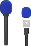 SUNMON Handheld Mic Stand for Rode Wireless Mic with Pop Filter(Blue), Holder for Rode Go 2/Wireless Pro, Interview Microphone Adapter Handheld for Wireless Go/Wireless ME by sunmon