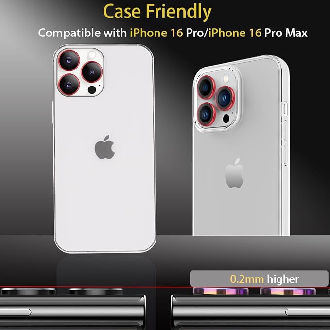 Camera Lens Protector for iPhone 16 Pro/16 Pro Max, Red | Tempered Glass, Auto-align Tray, Easy Installation, Case Friendly, Anti-Scratch, HD Clear, Ultra Slim - Image 5