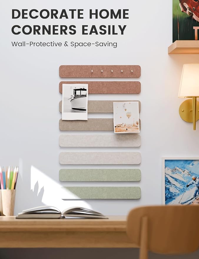 Fluxynara 13" x 2" Felt Wall Panels, Boho | 8-Pack Includes 50 Push Pins and Adhesive Tabs for Photos, Notes and Decor in Bedroom Doors, Home Office or Studios - Image 4