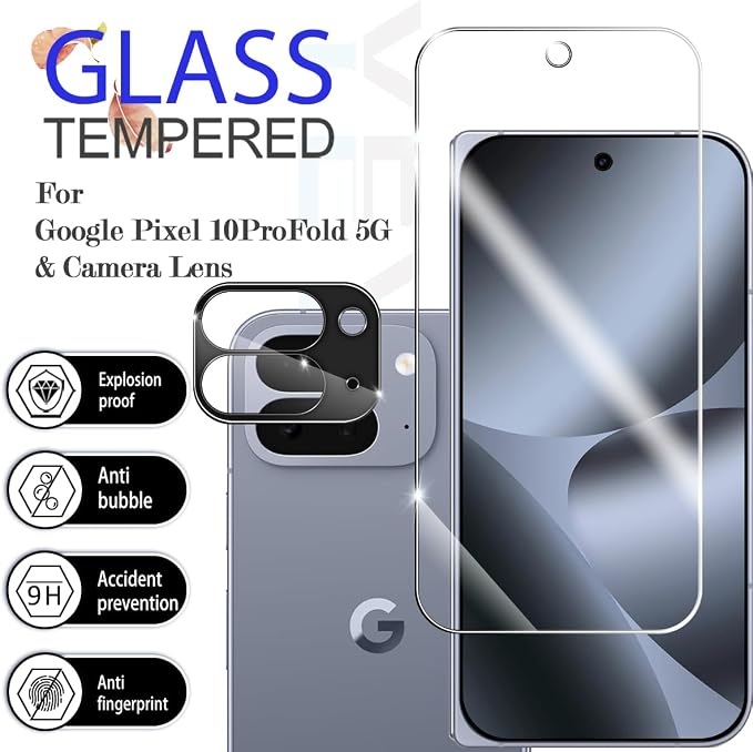 Screen Protector for Google Pixel 10 Pro Fold & Camera Lens Protectors [2+2 Pack] [Ultrasonic Fingerprint Unlock] [Case Friendly] [Bubble-Free] Tempered Glass For Pixel 10 Pro Fold - Image 2