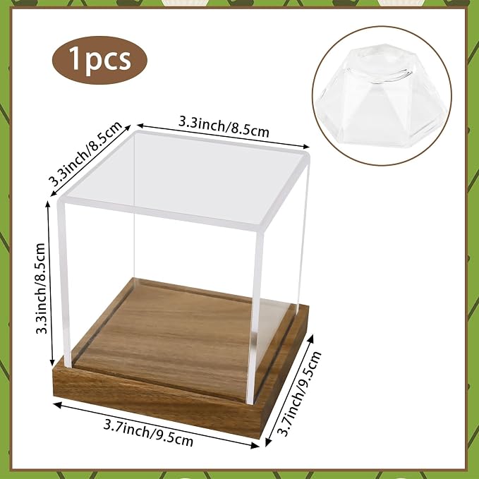Clear Acrylic Golf Ball Display Case with Wood Base & Acrylic Holder, Memorabilia Stand Cube Holder, Dust Protection Transparent Storage Box for Single Ball Souvenir Golfball Collections - Image 2