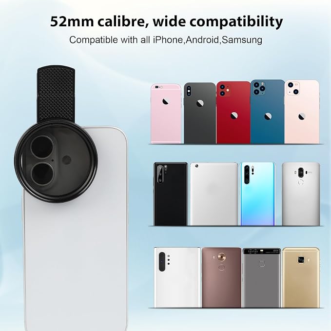 52mm Clip-On CPL Phone Camera Lens Filter, Polarizer Circular Filter, Ultra Slim Multi- Coated CPL Filter Compatible with iPhone 17/16/15/14/13 Samsung - Image 4
