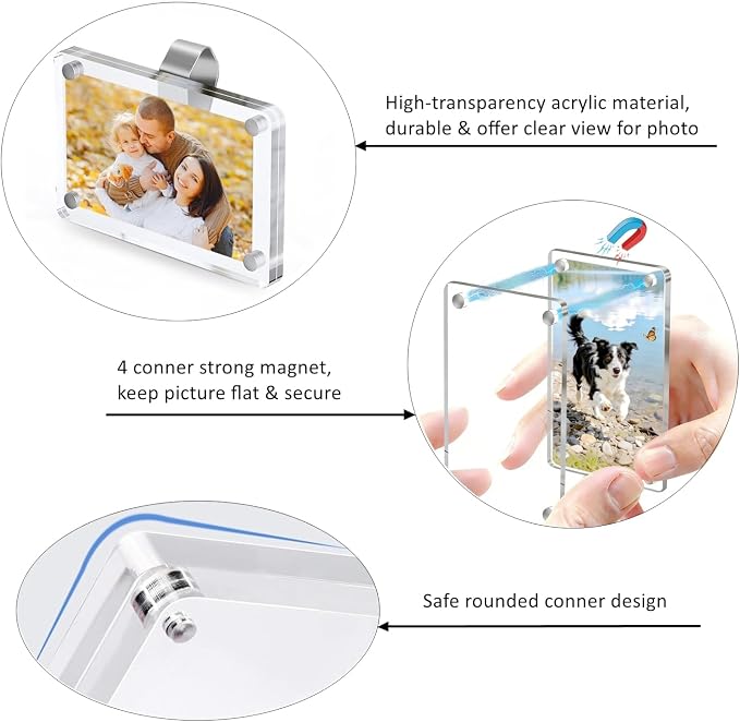 4-Pack Car Sun Visor Photo Clips 3x4", Magnetic Acrylic Picture Holder | Clear Magnetic Picture Holder Resists 212°F/100°C Heat, Clips to Car Sun Visor, Personalized Photo Frame Gifts for Car Lovers - Image 3