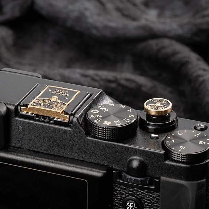 Falling Cherry Blossoms Camera Metal Hot Shoe Cover Shutter Button Set for Fujifilm xpro2 x100vi xt50 xt30 for Nikon df zfc (Copper Alloy-Set) - Image 4