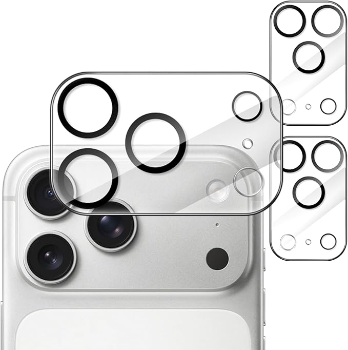 JETech Camera Lens Protector for iPhone 17 Pro, Clear, 3-Pack | 9H Tempered Glass, HD Clear, Anti-Scratch Protection, Night Shot Compatible, Case-Friendly by JETech