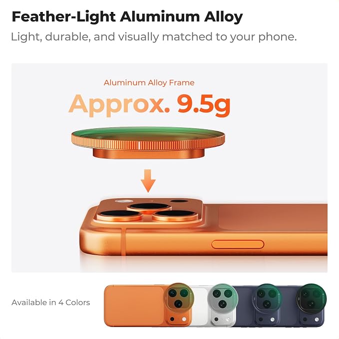 K&F CONCEPT Snap-On CPL Filter Compatible with iPhone 17 Pro Max/17 Pro | 9.5g Ultra-Lightweight Polarizing Filter with Snap-on Deco Mount, AGC Glass 28-Layer Coating Anti-Reflection, FA301 - Image 5