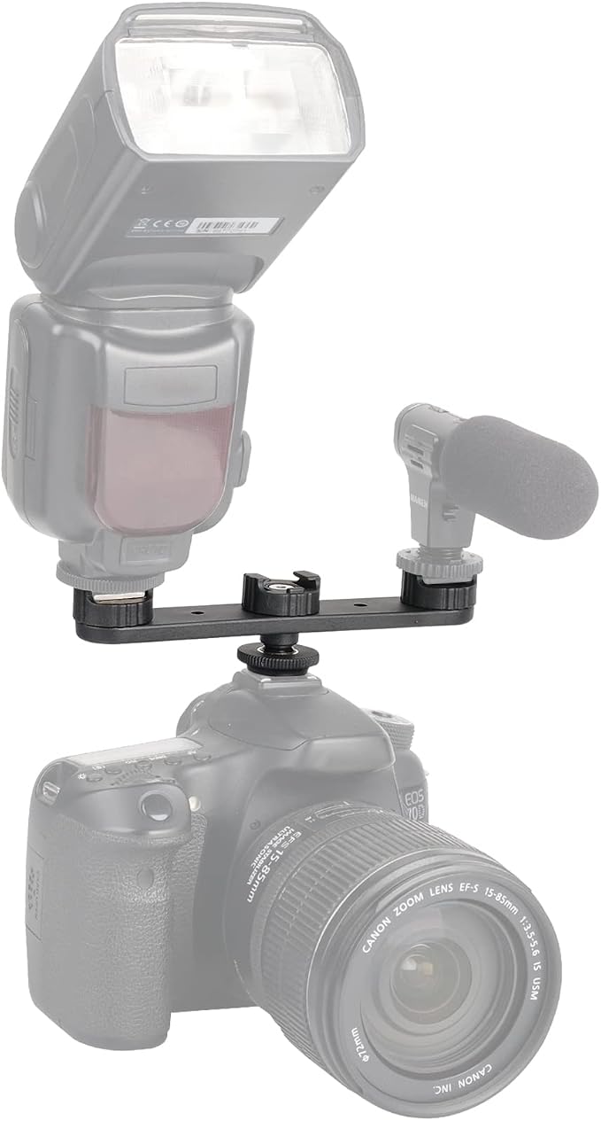 ChromLives Triple Cold Shoe Extension Mount Hot Shoe Base Adapter Extension Bar Bracket with 1/4 Screw for Tripod/Microphone/LED Light Compatible with Canon Sony Cameras… - Image 6