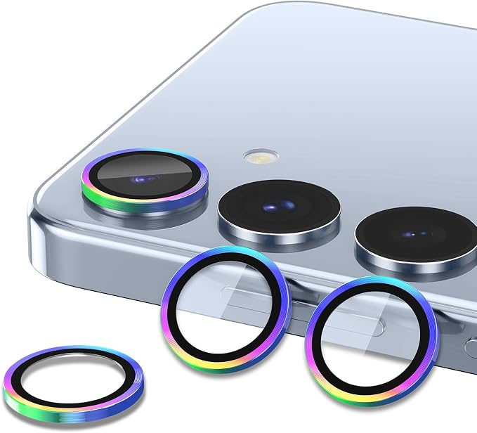 for Samsung Galaxy S25 Plus Camera Lens Protector, Individual Metal Ring Tempered Glass Lens Cover, [Strong Adsorption] Scratch Resistant Ultra-Thin HD Clear Lens Cover, 1 Set-Colorful - Image 2