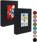 GPIRAL 4x6 Black Linen Photo Album with Clear Pages, Front Window for Personalization, 2 Pack by GPIRAL