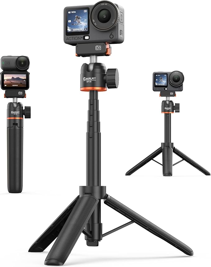 21" Osmo Action Portable Mini Tripod Stand for DJI Action 6/Osmo Nano | 2-in-1 Selfie-Stick Tripod w 360° Ball Head, Small Desktop Stand/Travel Vlogging Handle Grip/Accessories for Video Recording by Unknown